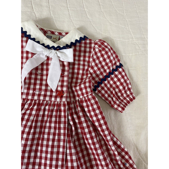 Faded Glory Baby Girl Dress Size 6-9M Vintage Y2K Red White GIngham Check Sailor - Picture 8 of 16